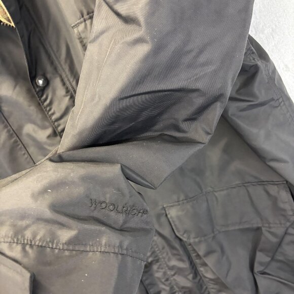 Woolrich Wool Lined Field Coat Mens Sz XL Black Plaid Hood Zip Guide Field 16038 - Picture 14 of 16
